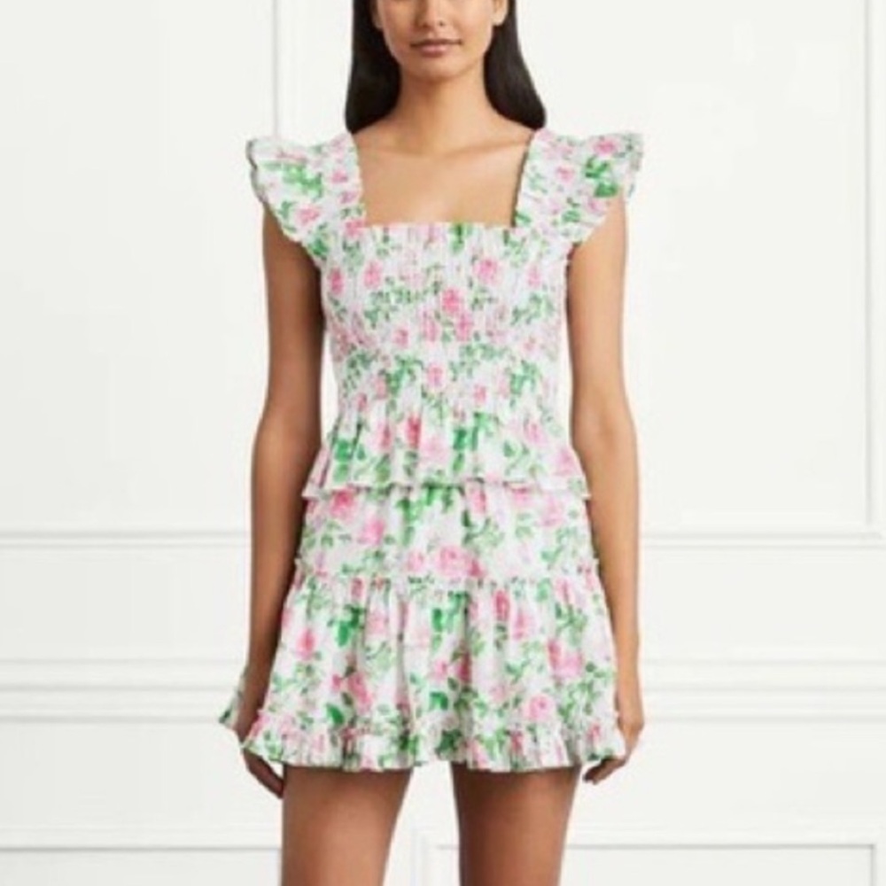 Hill House Paz Skirt in Pink Roses Size L - Picture 3 of 8